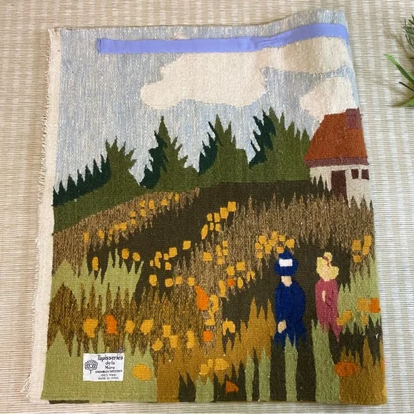 Wall Tapestry Field With Flowers Limited Edition Woolen La Mère Made In India - Picture 7 of 11